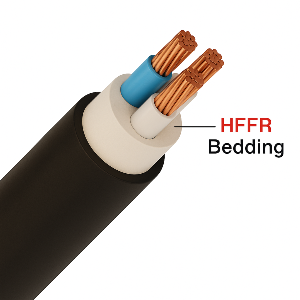 Halogen-free flame-retardant thermoplastic bedding compound for LSZH cables